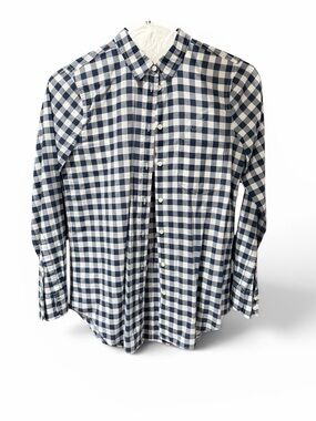 J. Crew Blue and White Gingham Button-Down Shirt